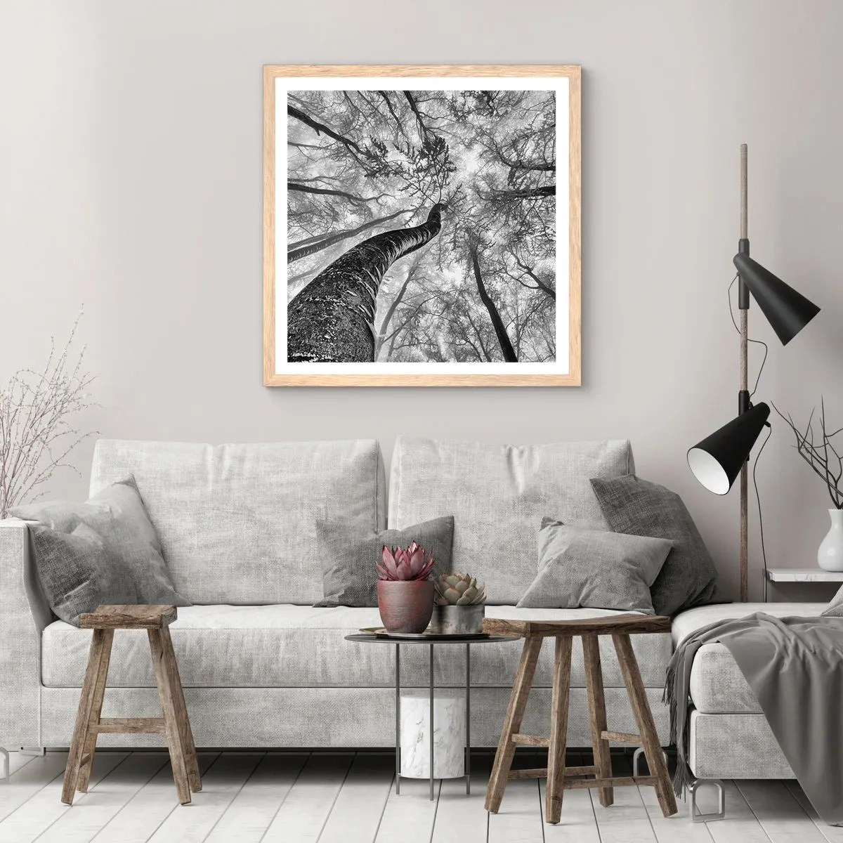 Poster în ramă de stejar deschis - Cursa spre lumină - 40x40 cm