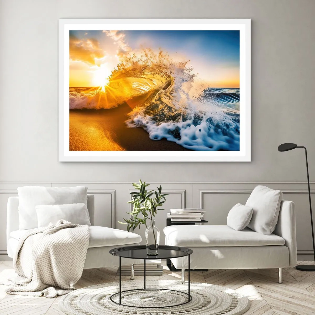 Poster în ramă albă - Joc în nisip - 100x70 cm