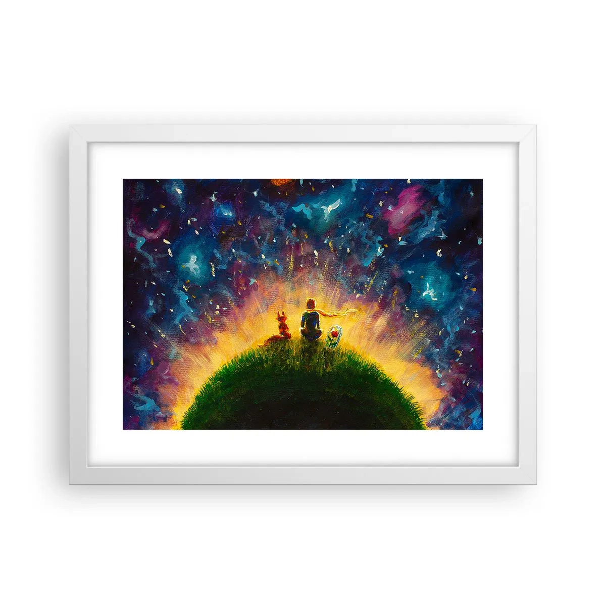 Poster în ramă albă - Dragoste și prietenie - întreaga lume - 40x30 cm