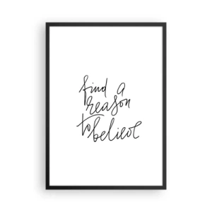Poster în ramă neagră - Citat despre un motiv să crezi în stil minimalist - 50x70cm - Este posibil - Decorațiune modernă pentru perete pentru living și dormitor ARTTOR