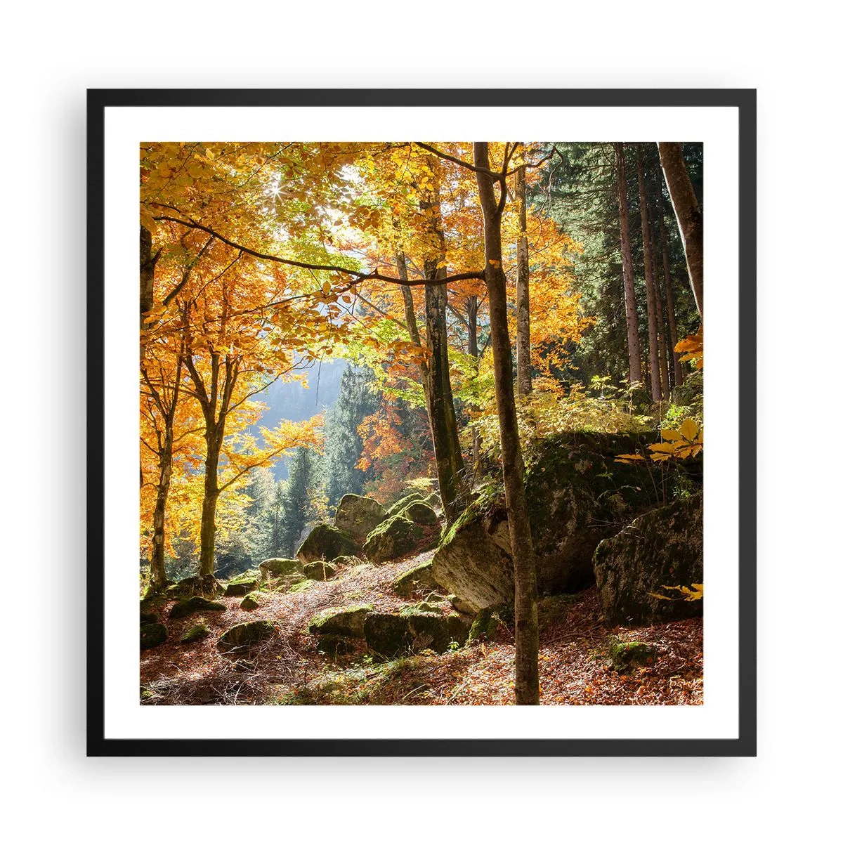 Poster în ramă neagră - Timp de relaxare - 60x60 cm