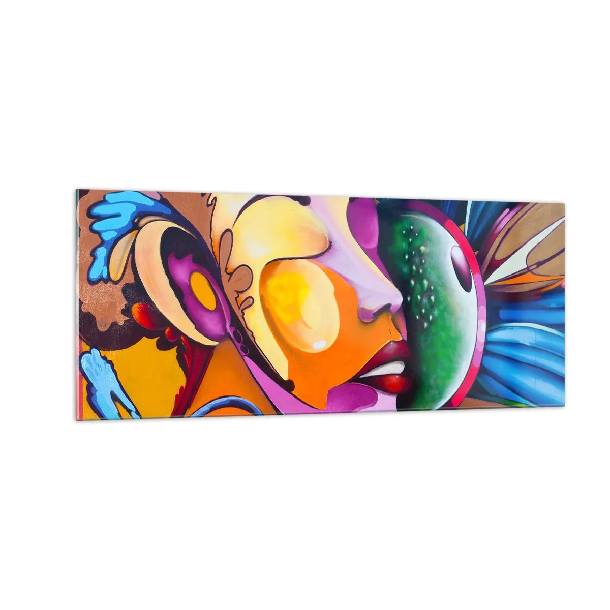 Tablou pe sticlă - Atingere de culoare - 100x40 cm