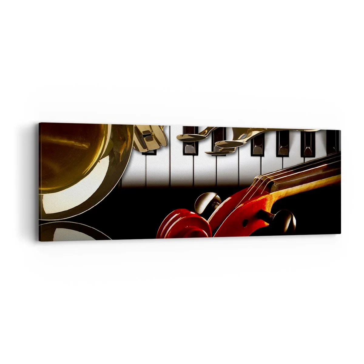 Tablou pe pânză - Tablă, lemn și fildeș - 90x30 cm