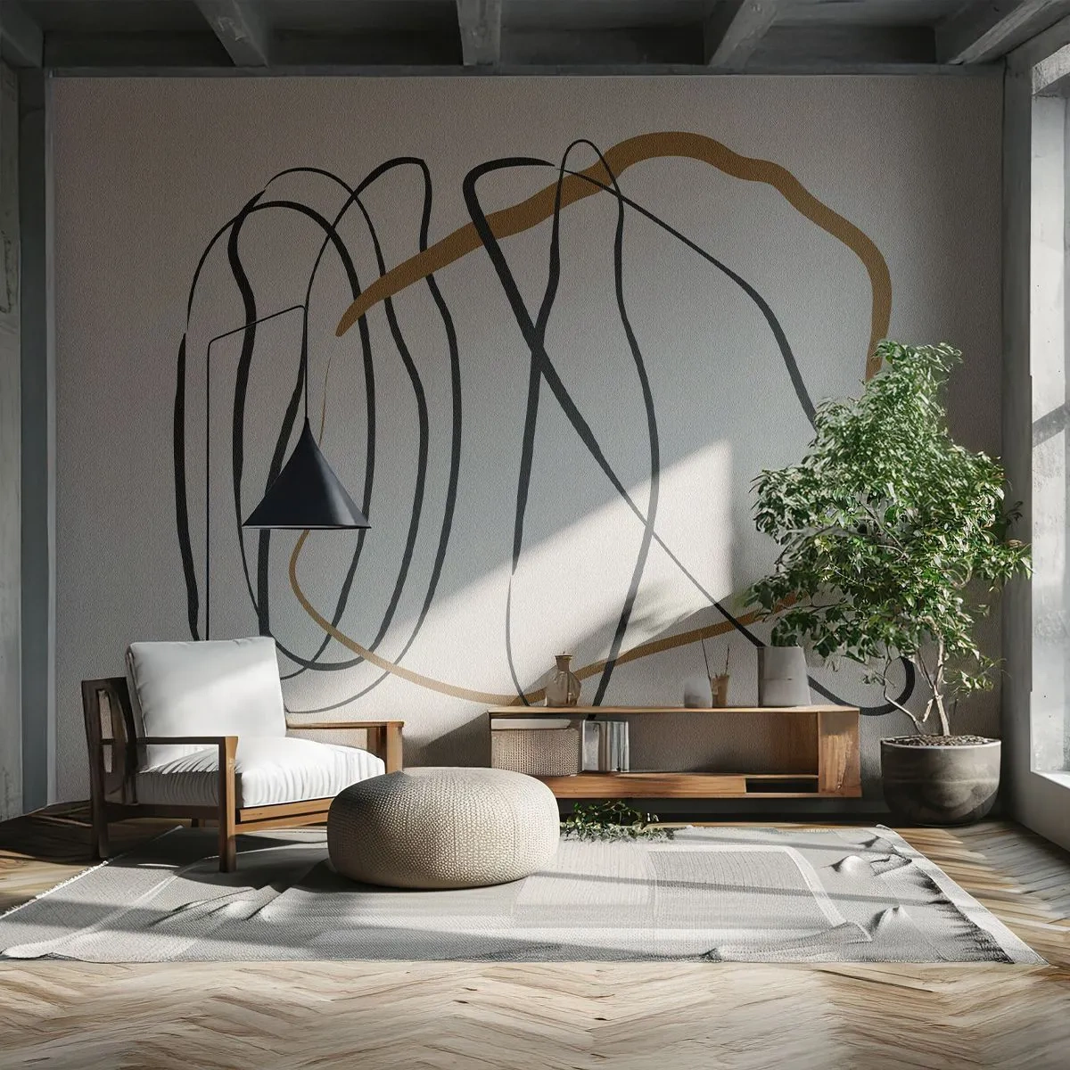 Tapet Standard Eco - Compoziție - Dans posesiv - Bucată, Minimalist, Art Deco - 150x105 cm