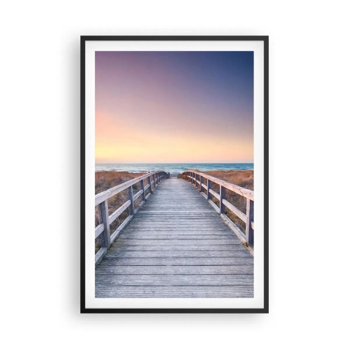 Poster în ramă neagră - Aurora baltică de seară - 61x91 cm