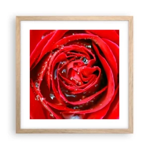 Poster în ramă de stejar deschis - În picături de rouă - 40x40 cm