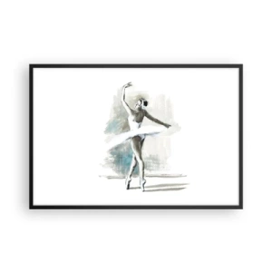 Poster în ramă neagră - Fermecată într-o lebădă - 91x61 cm