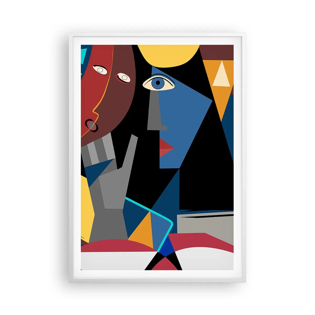 Poster în ramă albă - Discuția cubiștilor - 70x100 cm