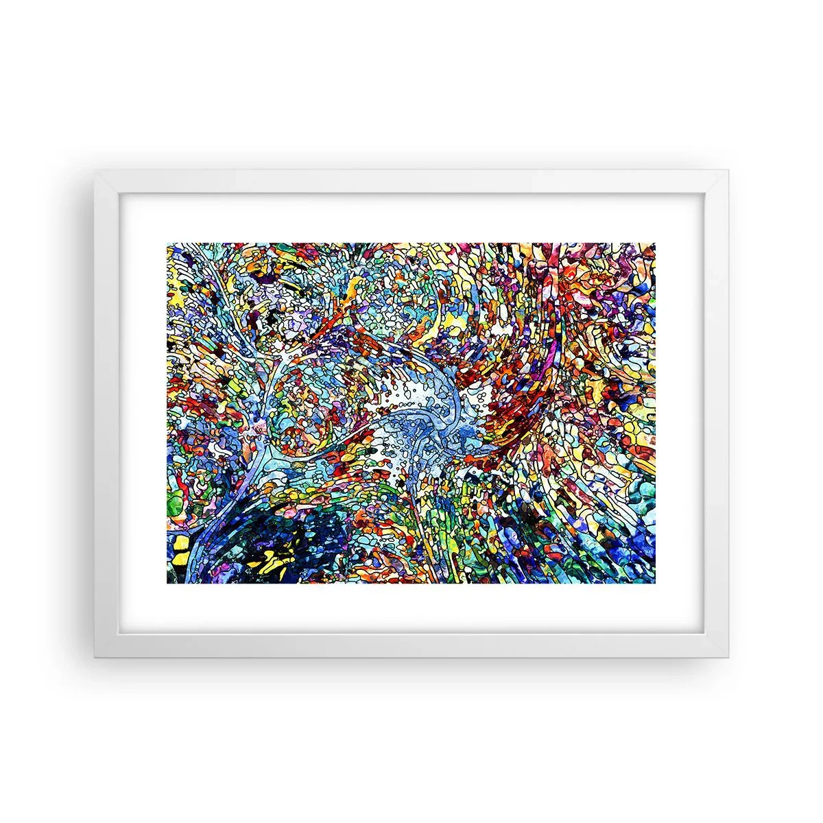 Poster în ramă albă - Vitraliu de picături - 40x30 cm