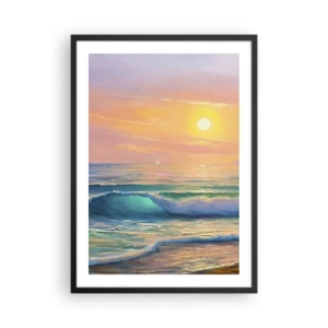 Poster în ramă neagră - Un apus de soare peste un ocean calm - 50x70cm - Cântecul turcoaz al valurilor - Decorațiune modernă pentru perete pentru living și dormitor ARTTOR