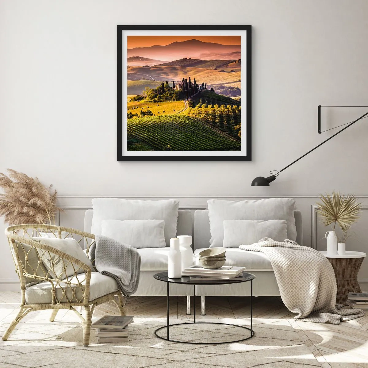 Poster în ramă neagră - Arcadia - peisaj toscan - 30x30 cm