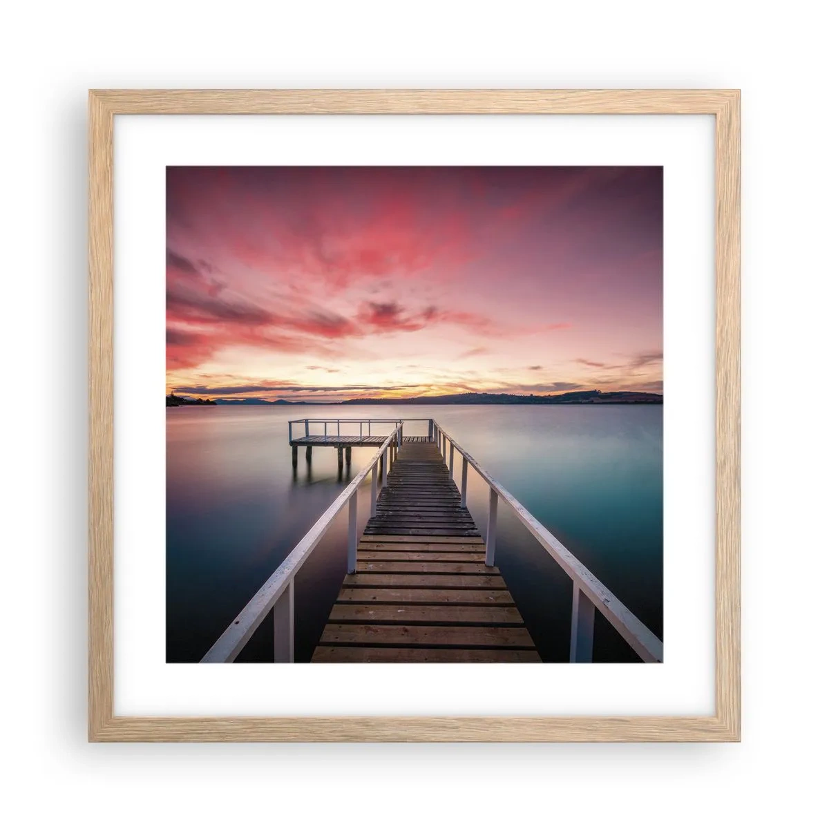 Poster în ramă de stejar deschis - Flacăra blândă a serii - 40x40 cm