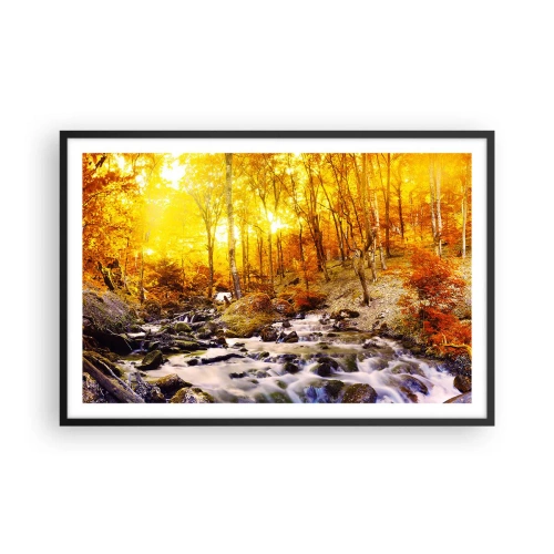 Poster în ramă neagră - Pietre montate în aur și platină - 91x61 cm