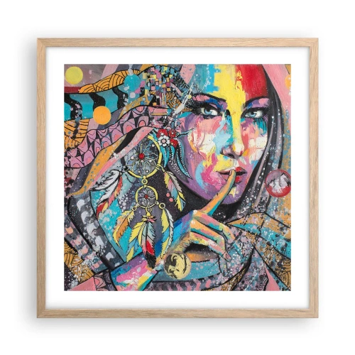 Poster în ramă de stejar deschis - Taci până când înțelegi - 50x50 cm