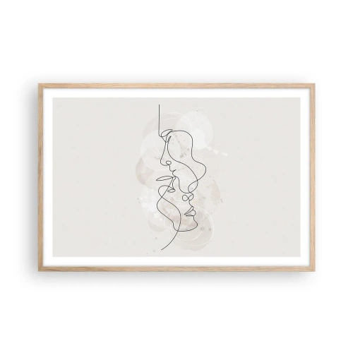 Poster în ramă de stejar deschis - Încurcați într-o îmbrățișare - 91x61 cm