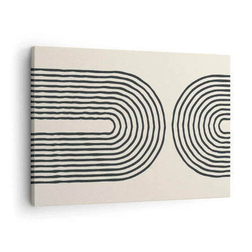 Tablou pe pânză Canvas - Model geometric abstract cu linii simetrice pe un fundal deschis - 70x50cm - În curând... - Decorațiune modernă pentru perete pentru living și dormitor ARTTOR