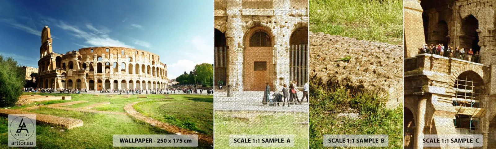 Mostră tapet Premium Canvas - Încă mai poți auzi zgomotul armelor - Colosseum, Roma, Arhitectură - 100x30 cm