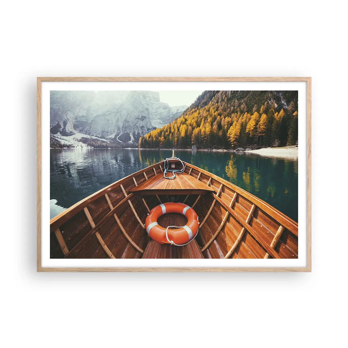 Poster în ramă de stejar deschis - Excursie pe munte - 100x70 cm