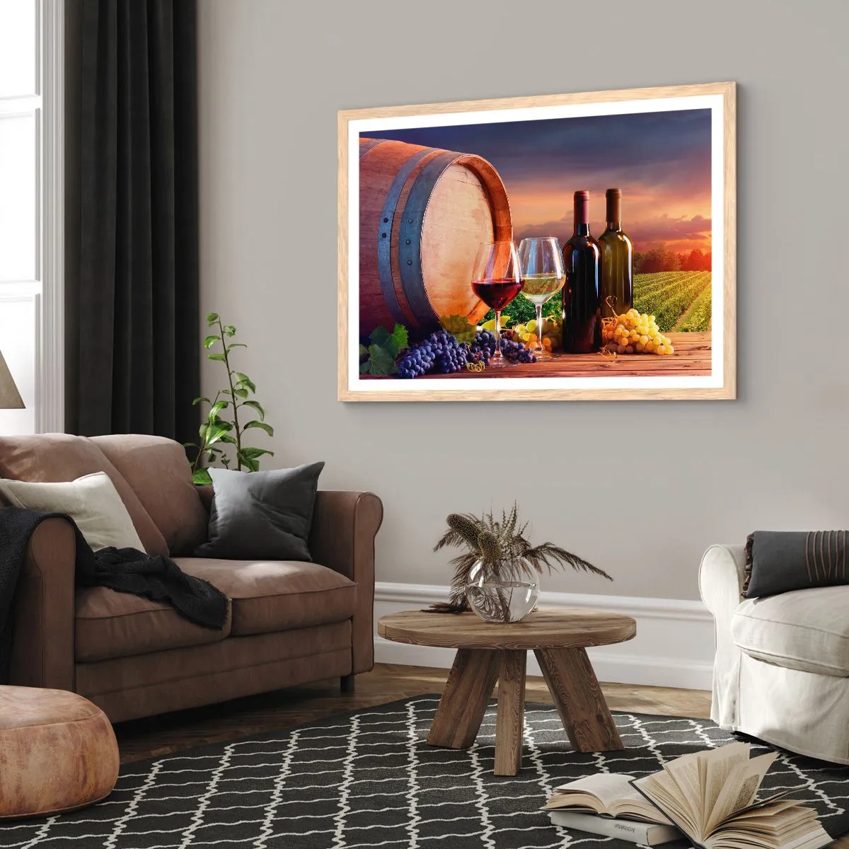 Poster în ramă de stejar deschis - Aici viața are un gust - 100x70 cm