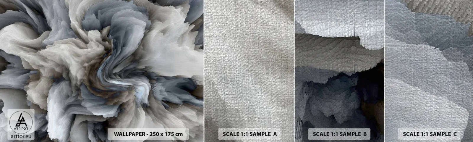 Mostră tapet Premium Canvas - Piatră și floare - 3D, Tridimensional, Bucată - 100x30 cm