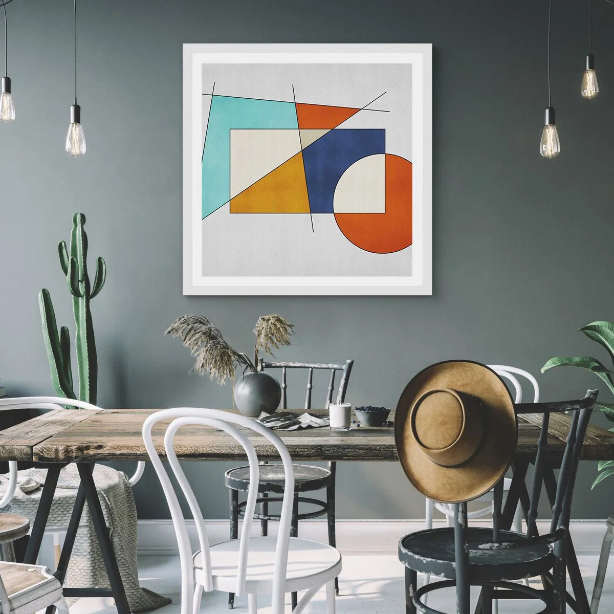 Poster în ramă albă - Abstracție: distracție modernistă - 30x30 cm