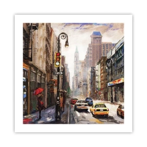 Poster - New York - plin de culoare și în ploaie - 50x50 cm