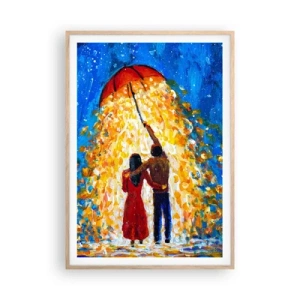 Poster în ramă de stejar deschis - Magia unei seri ploioase? - 70x100 cm