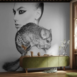 Tapet Premium Canvas - Dama cu șinșilă - Femeie, Femeie Cu Chinchilla, Model - 300x210 cm