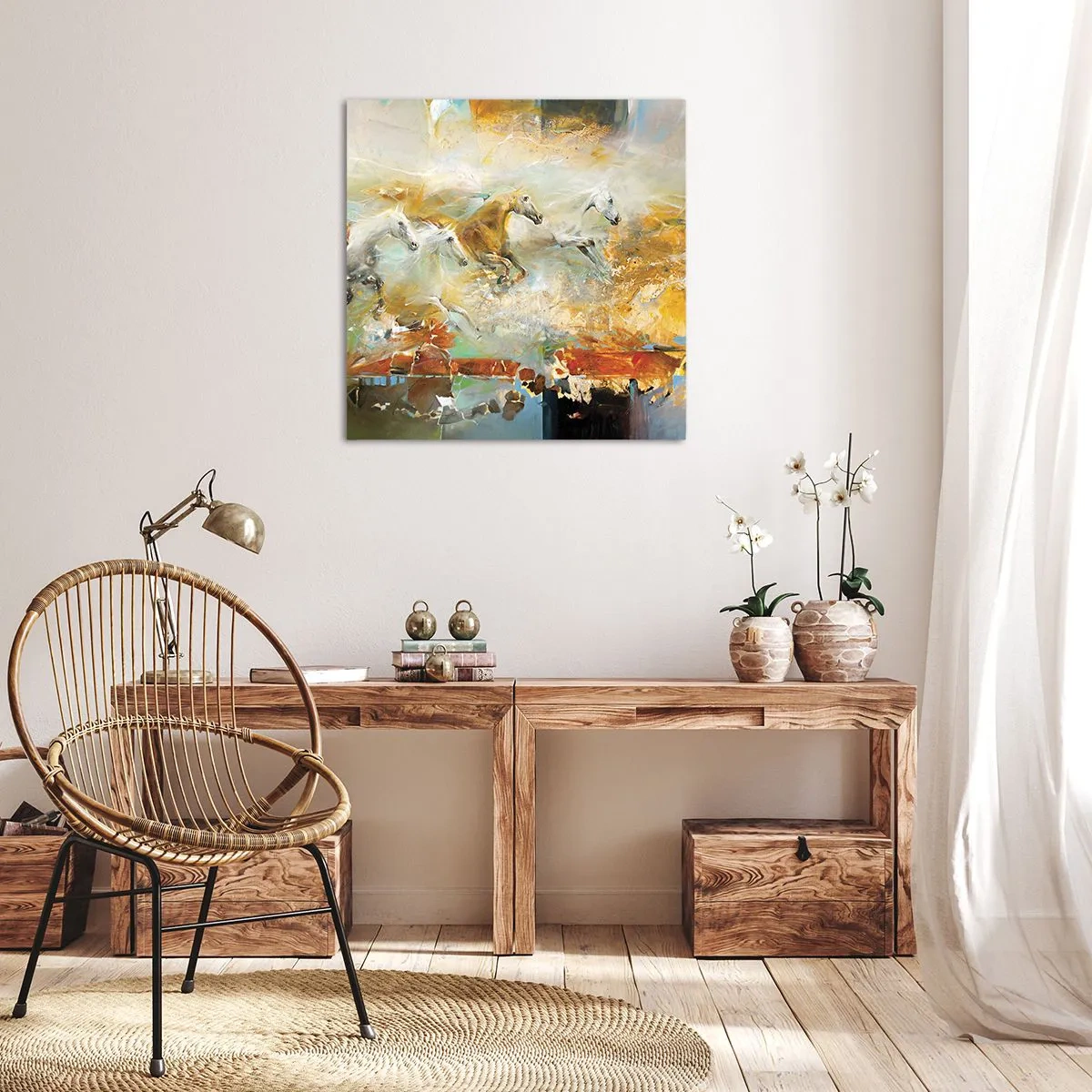 Tablou pe pânză - Galopând prin lumină - 70x70 cm