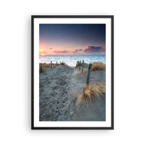 Poster în ramă neagră - Cale de plajă la apus cu vedere la mare - 50x70cm - Ai revărsat un curcubeu cu splendoare radiantă... - Decorațiune modernă pentru perete pentru living și dormitor ARTTOR