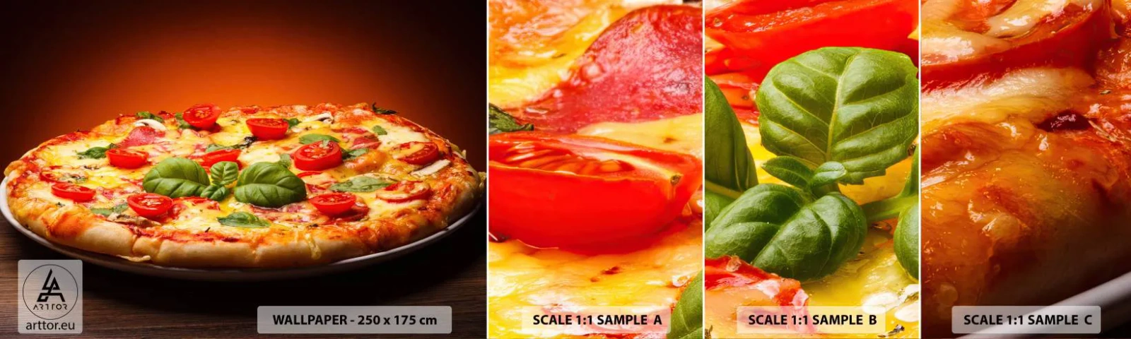 Mostră de Tapet Standard Eco - Mamma mia! - Gastronomie, Pizza, Italia - 100x30 cm