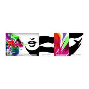 Mostră de Tapet Standard Eco - O poveste în culorile curcubeului - Abstracția, Gură, Grafică colorată - 100x30 cm