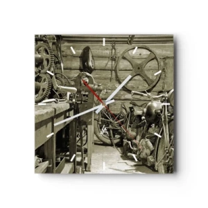 Ceas de perete - Ceas pe sticlă - În șopronul unchiului Vlad - 30x30 cm