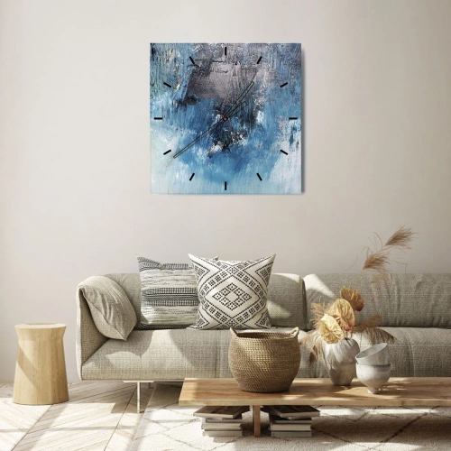 Ceas de perete - Ceas pe sticlă - Rapsodie albastră - 40x40 cm