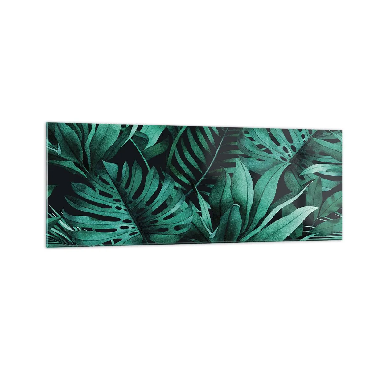 Tablou pe sticlă - Profunzimea verdelui tropical - 140x50 cm