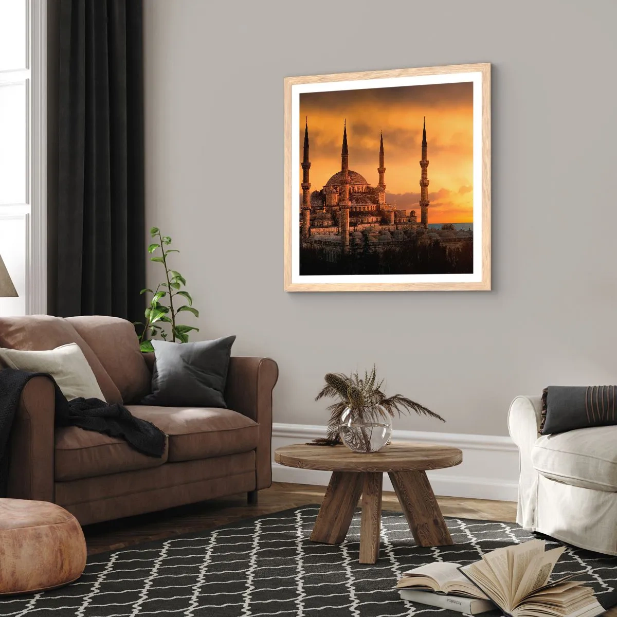 Poster în ramă de stejar deschis - Dumnezeu este mare - 30x30 cm