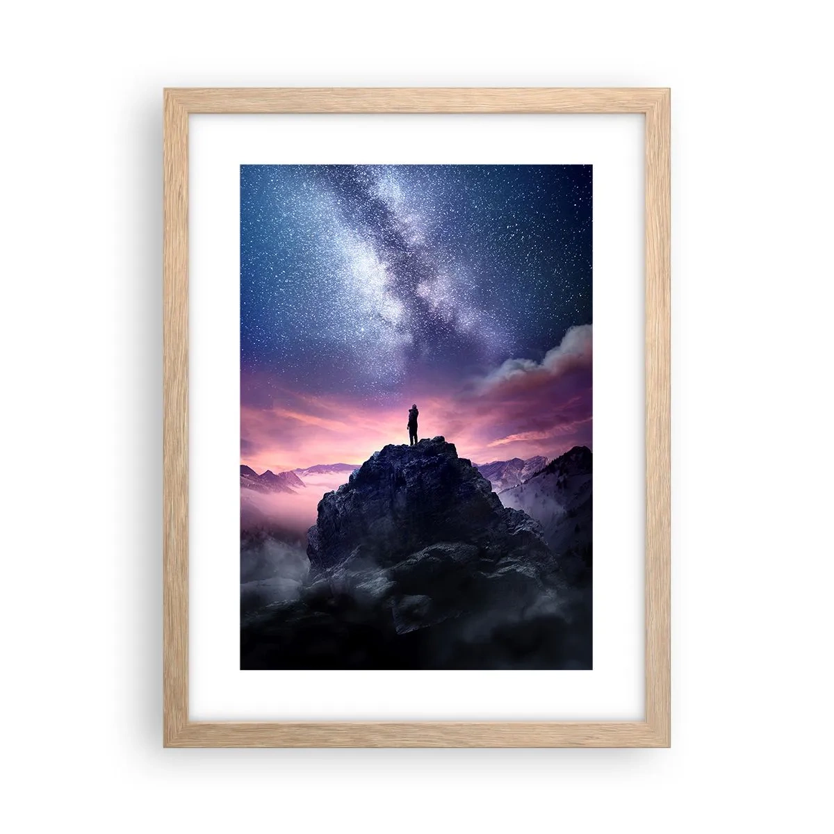 Poster în ramă de stejar deschis - Și a simțit viața - 30x40 cm