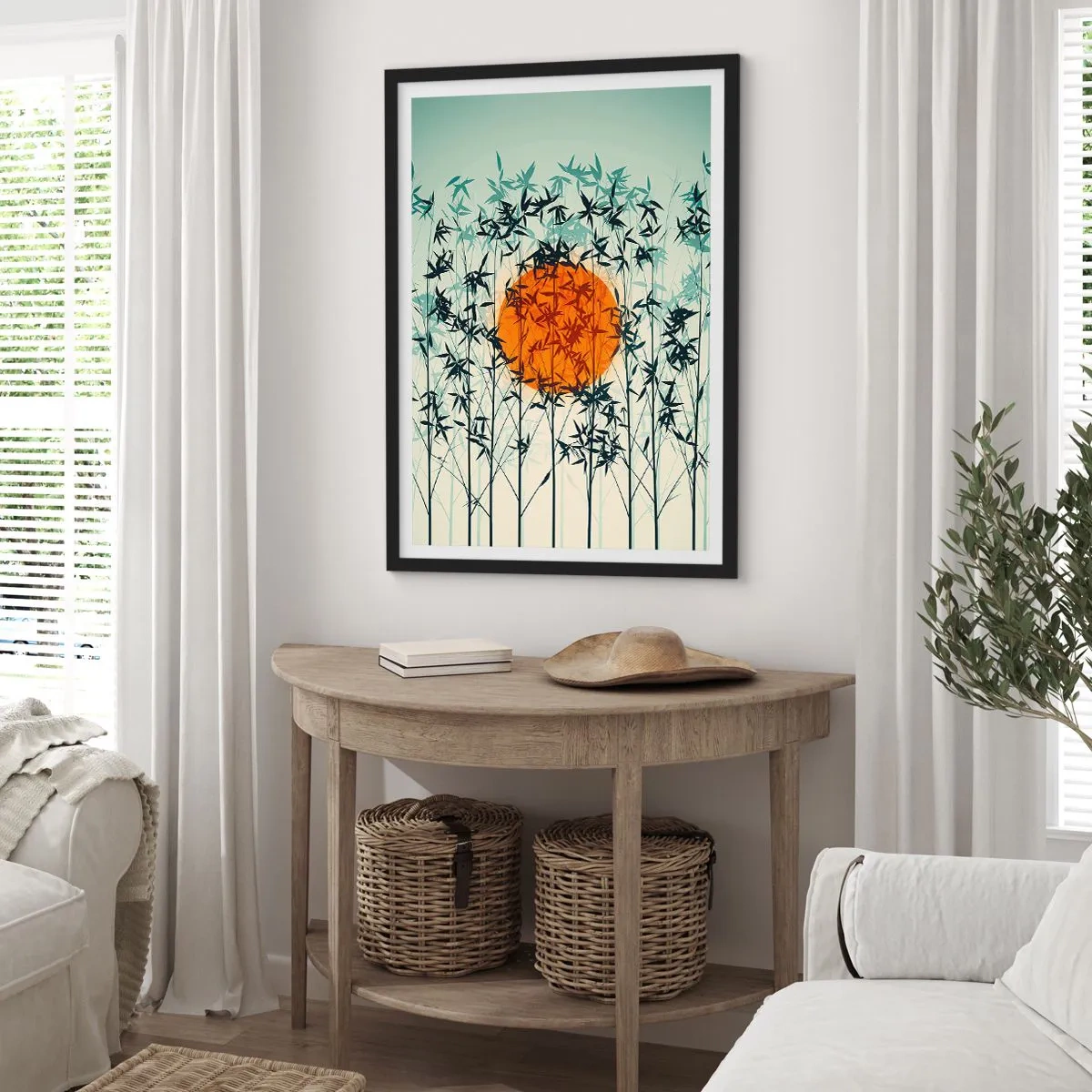 Poster în ramă neagră - Soarele japonez - 50x70 cm