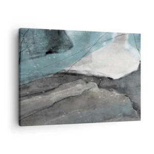 Tablou pe pânză Canvas - Compoziție abstractă în nuanțe de gri și albastru - 70x50cm - Abstracție: roci și gheață - Decorațiune modernă pentru perete pentru living și dormitor ARTTOR
