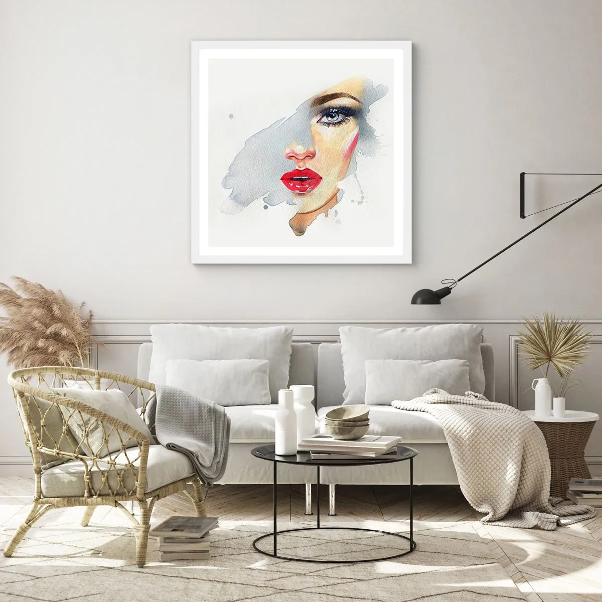 Poster în ramă albă - Reflecție într-o picătură de apă - 60x60 cm