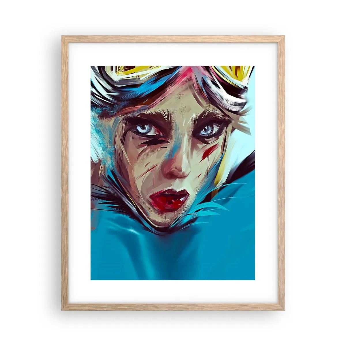 Poster în ramă de stejar deschis - Războinica de drum - 40x50 cm