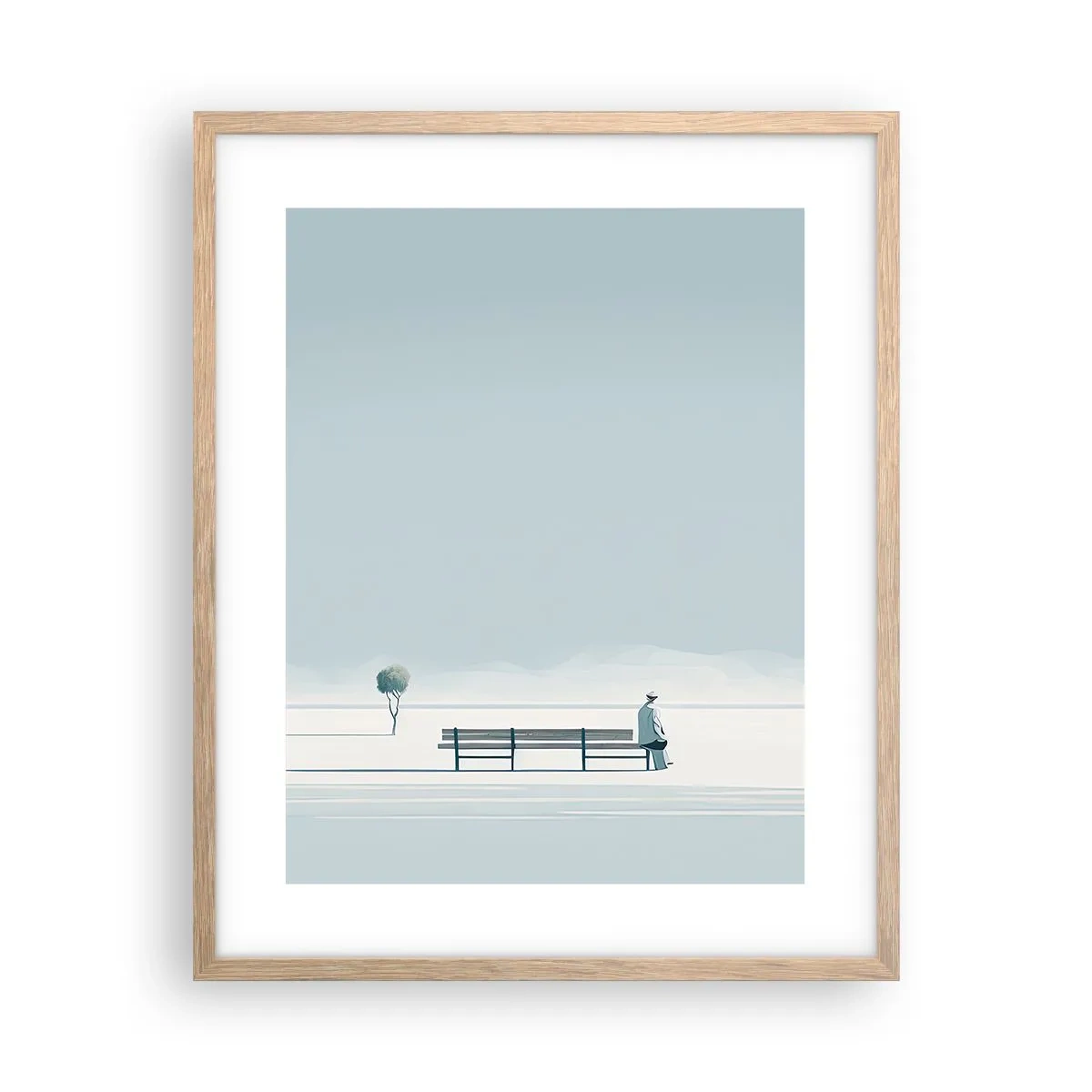 Poster în ramă de stejar deschis - Da, aștept. - 40x50 cm