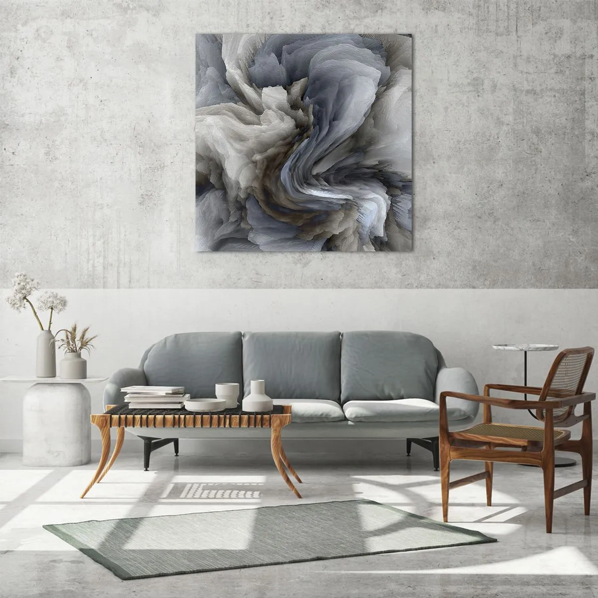 Tablou pe sticlă - Piatră și floare - 60x60 cm