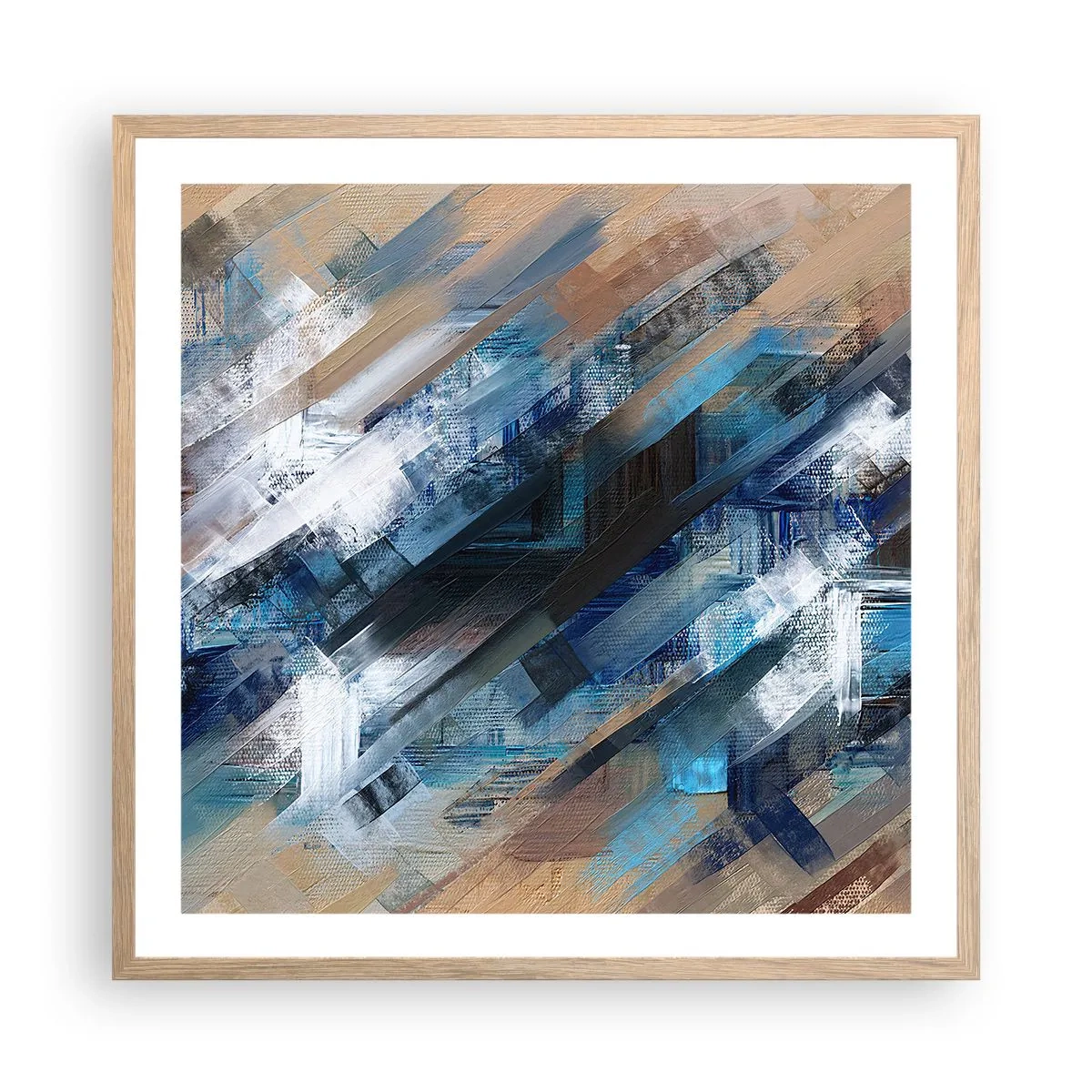 Poster în ramă de stejar deschis - Pe o pantă albastră - 60x60 cm