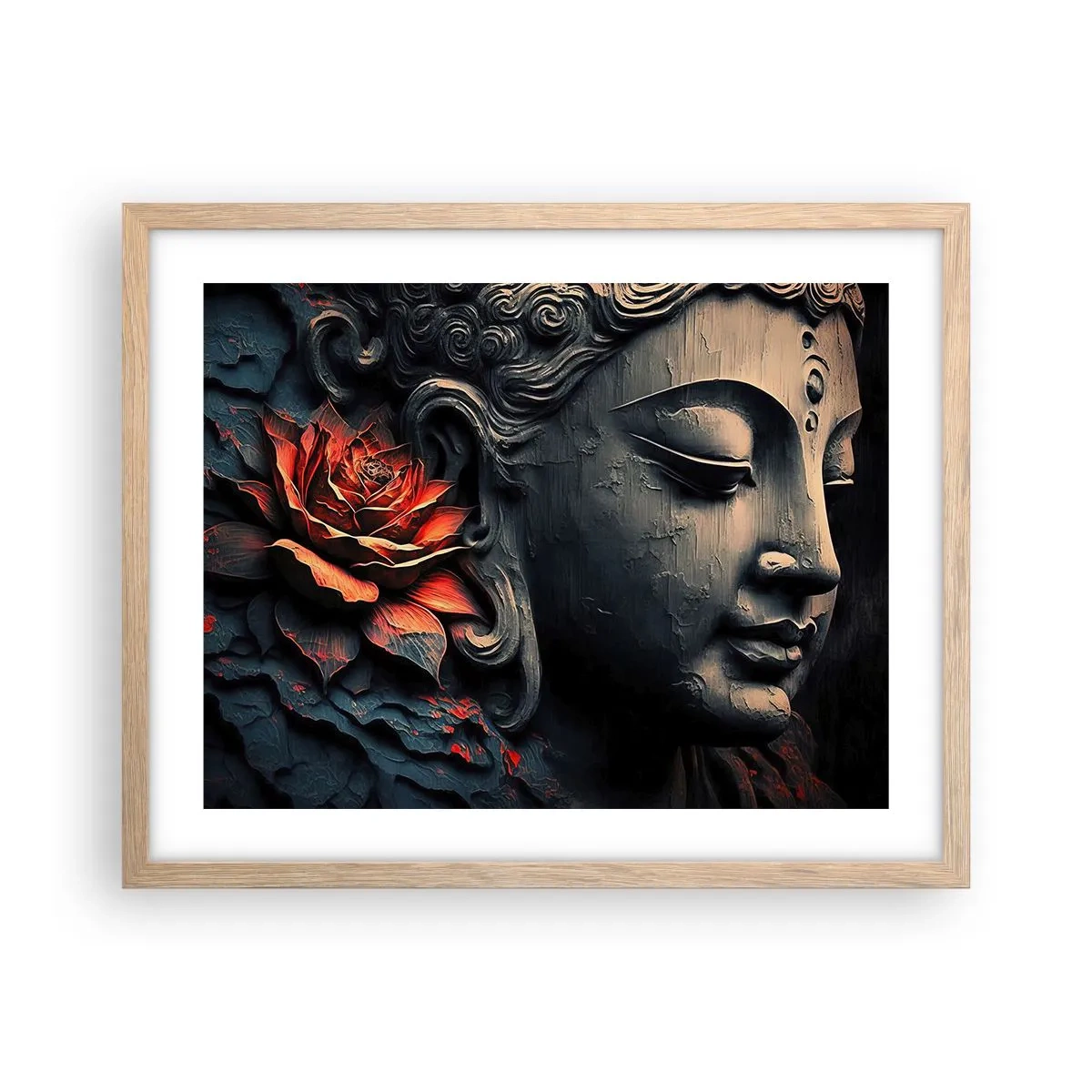 Poster în ramă de stejar deschis - În ton cu lumea - 50x40 cm