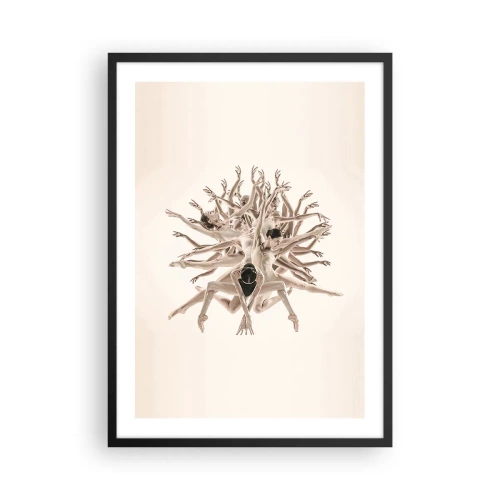 Poster în ramă neagră - O compoziție artistică a unei dansatoare în culori delicate de bej. - 50x70cm - Înflorirea în dans - Decorațiune modernă pentru perete pentru living și dormitor ARTTOR