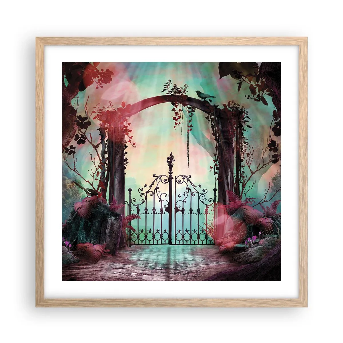 Poster în ramă de stejar deschis - Grădina secretă - 50x50 cm