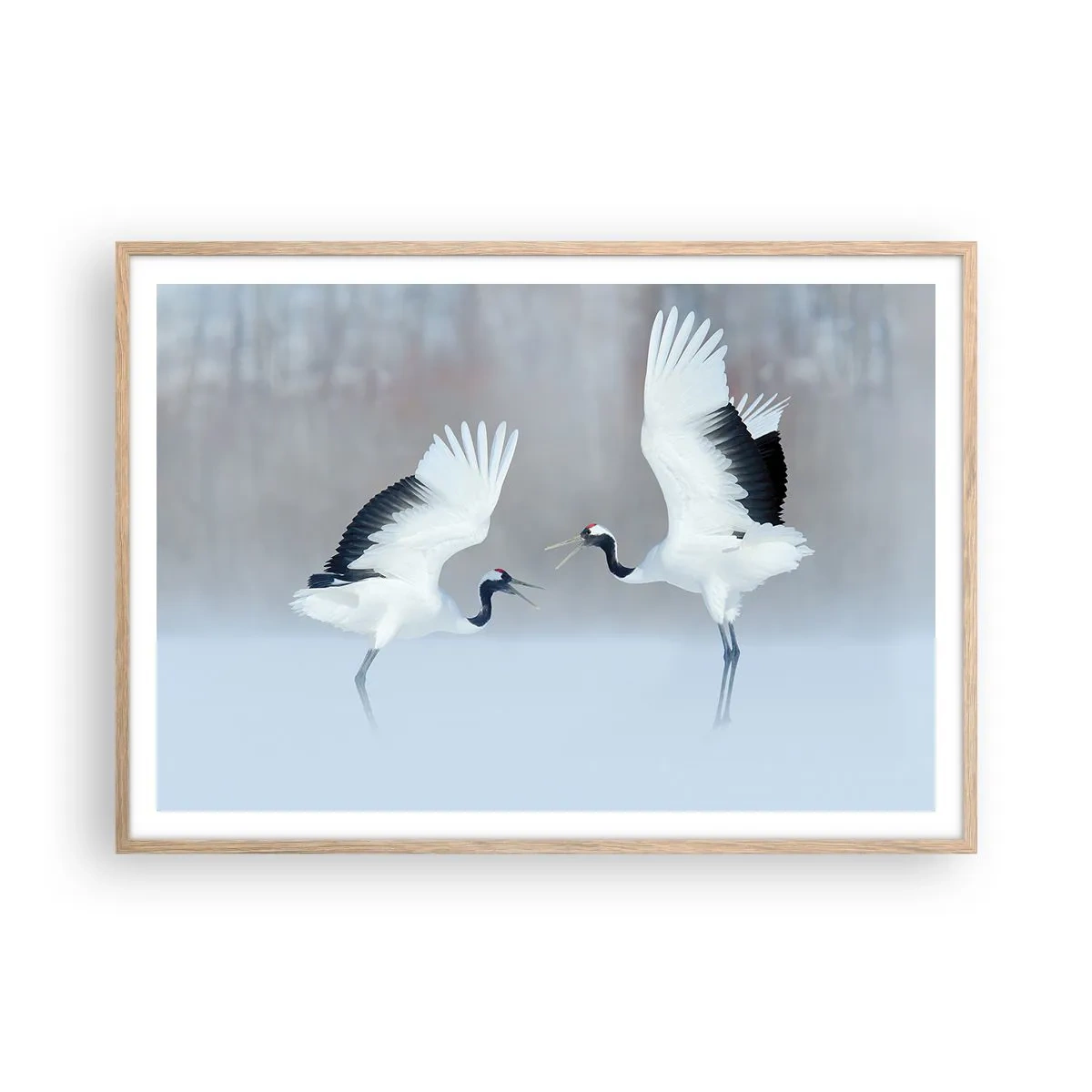 Poster în ramă de stejar deschis - Dansând în ceață - 100x70 cm