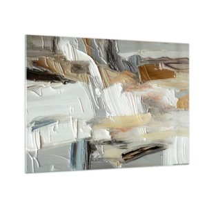 Tablou pe sticlă - O compoziție abstractă în tonuri pământii, cu o textură distinctivă. - 70x50cm - Stratificare colorată - Decorațiune modernă pentru perete pentru living și dormitor ARTTOR