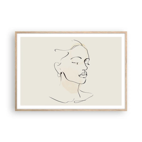 Poster în ramă de stejar deschis - Cu o linie sigură - 100x70 cm